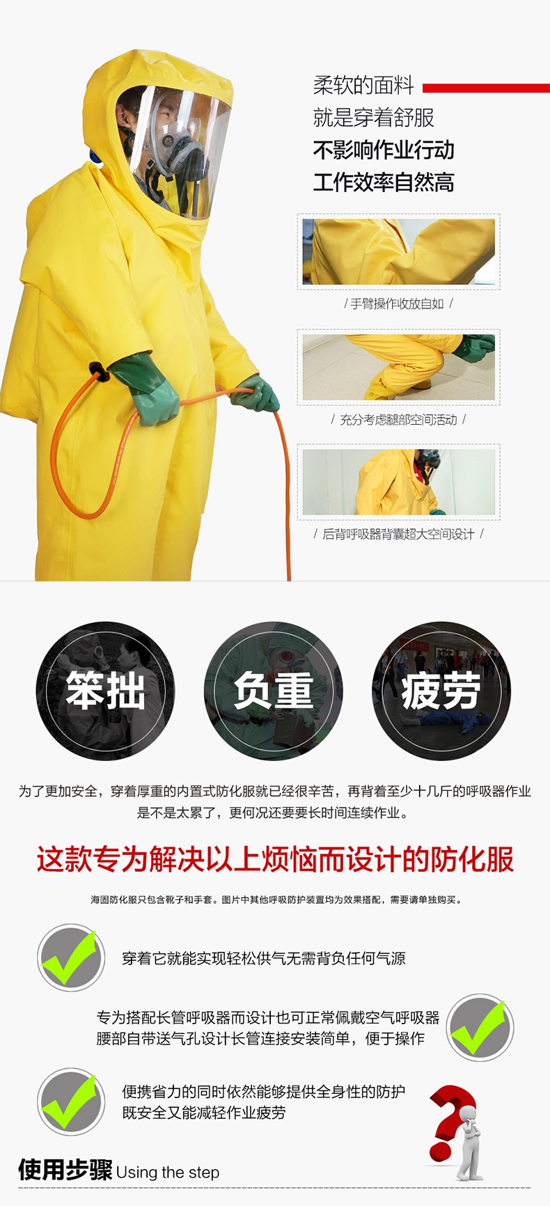 海固定制款！內(nèi)置外接 內(nèi)置插孔防化服圖片2