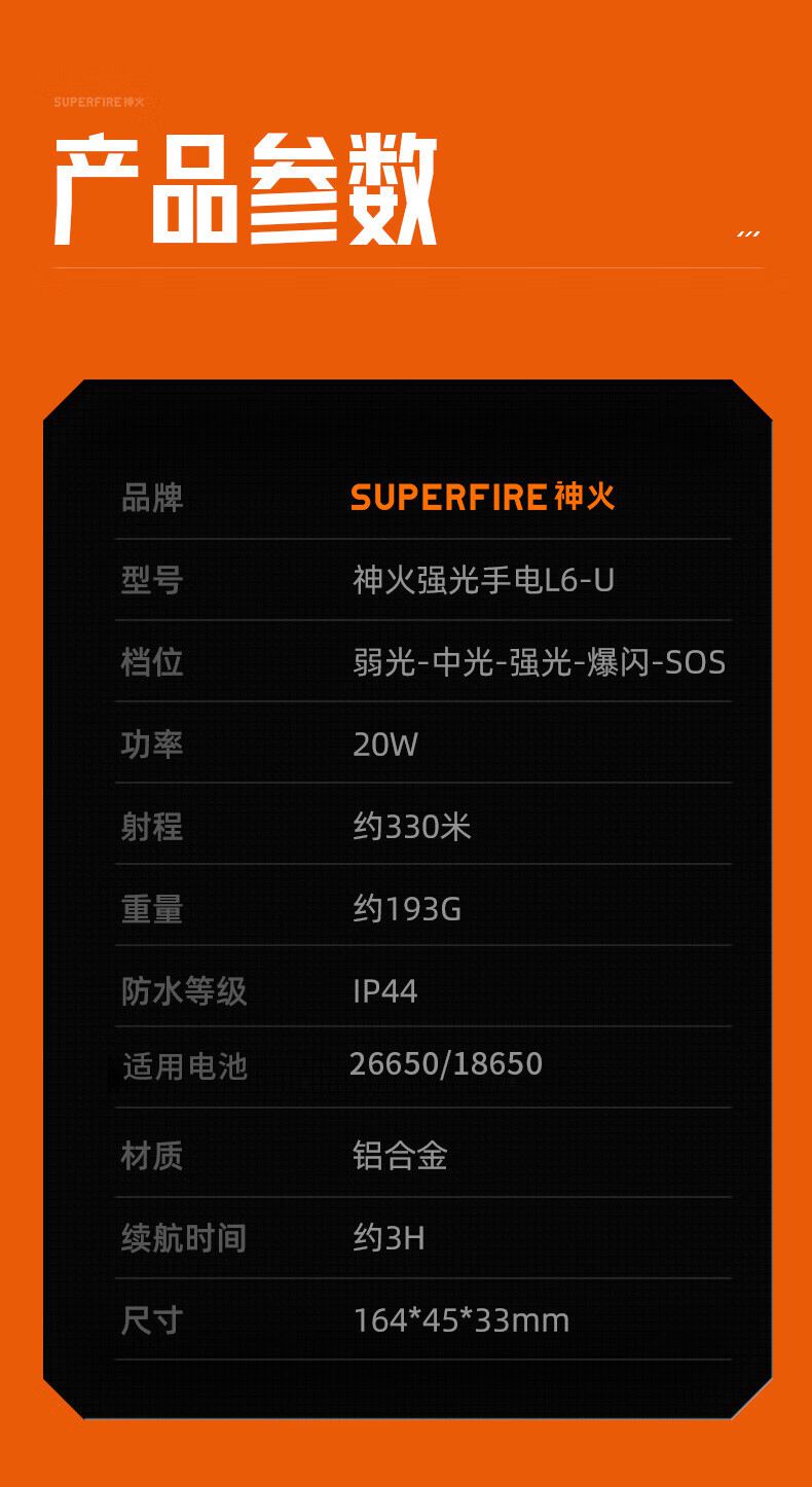神火L6-U大功率燈芯手電筒11.jpg