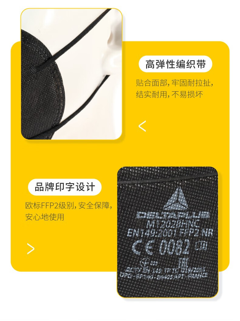 代爾塔104202 M1202VBC折疊帶閥頭戴式FFP2級(jí)防塵口罩6