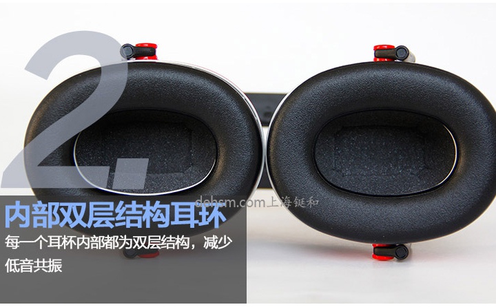 3M X3A頭戴式高降噪隔音耳罩內(nèi)部雙層結(jié)構(gòu)耳環(huán)，減少低音共振
